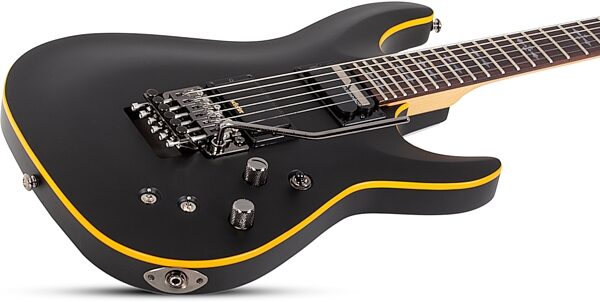 Schecter Demon-6 FR-S Electric Guitar, Aged Black Satin, Action Position Back