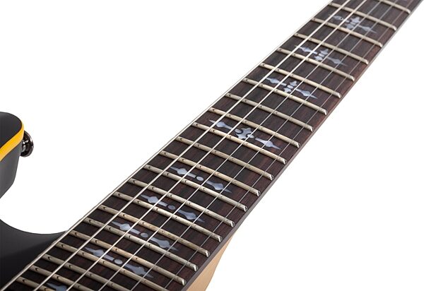 Schecter Demon-6 FR-S Electric Guitar, Aged Black Satin, Action Position Back