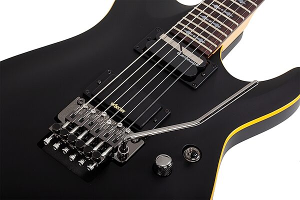 Schecter Demon-6 FR-S Electric Guitar, Aged Black Satin, Action Position Back