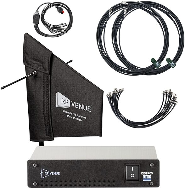 RF Venue DISTRO5 HDR Antenna Distribution System and Diversity Fin Antenna Bundle, New, Main