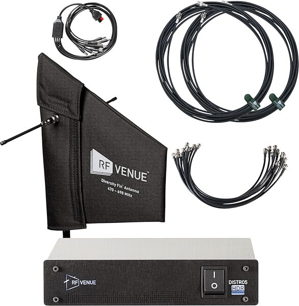 RF Venue DISTRO5 HDR Antenna Distribution System and Diversity Fin Antenna Bundle, New, Action Position Back