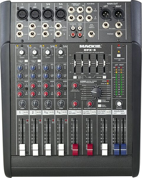 Mackie DFX6 6-Channel Mixer with Effects, Top View