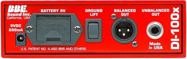 BBE DI-100x Active Direct Box with Sonic Maximizer, Rear