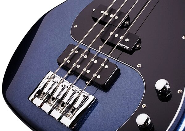 Schecter Diamond-P Custom Electric Bass, Dark Metallic Blue - Bridge and Pickups