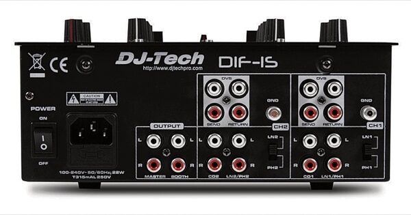 DJ-Tech DIF1S V2 DJ Mixer, 2-Channel, Rear