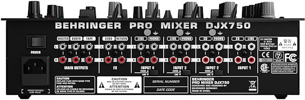 Behringer DJX750 5-Channel DJ Mixer, Rear
