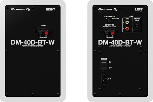 Pioneer DJ DM-40D-BT Bluetooth Desktop Monitors, White, DM-40DBT-W, Pair, Action Position Back