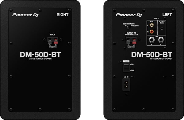 Pioneer DJ DM-50D-BT Bluetooth Desktop Monitors, Black, Pair, Action Position Back