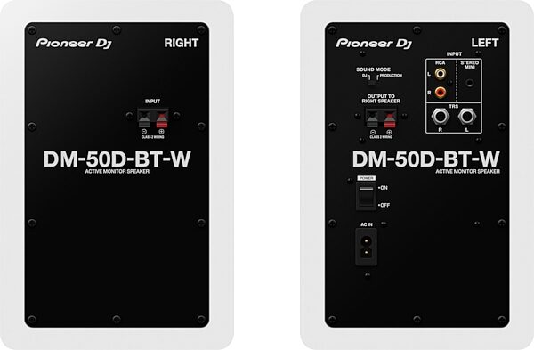 Pioneer DJ DM-50D-BT Bluetooth Desktop Monitors, White, DM-50DBT-W, Pair, Rear