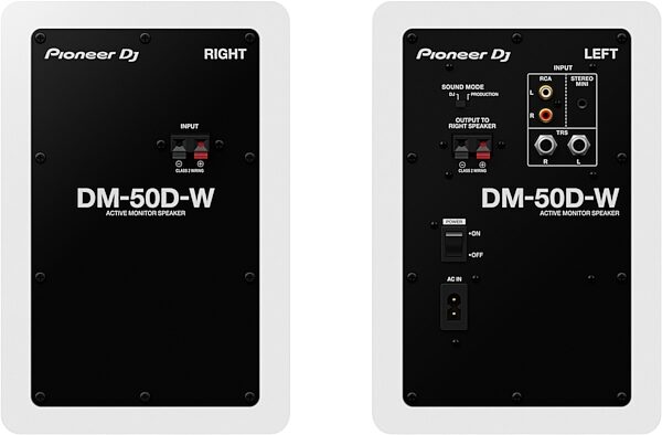 Pioneer DJ DM-50D Desktop Monitor Speakers, White, DM-50D-W, Pair, Action Position Back