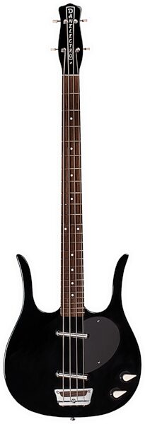 Danelectro Longhorn Electric Bass, Black, Action Position Front