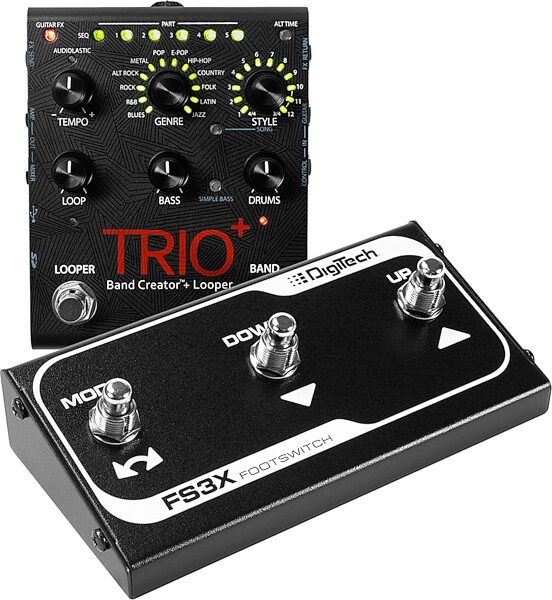 DigiTech Trio Plus Band Creator Pedal, With Free FS3X Footswitch Pedal, pack