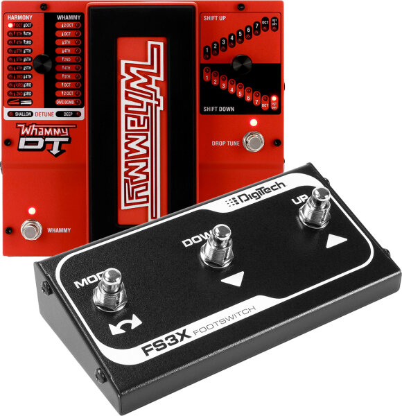 DigiTech Whammy DT Pitch Controller Pedal with Drop Tuning, With DigiTech FS3X Footswitch, pack