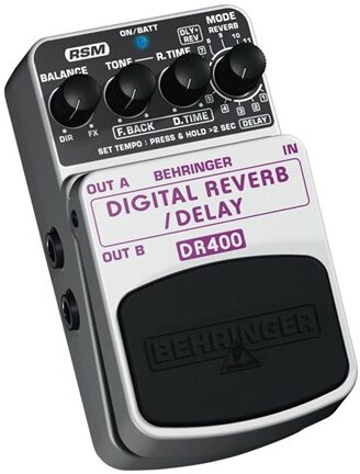 Behringer DR400 Digital Stereo Reverb and Delay Pedal, Left
