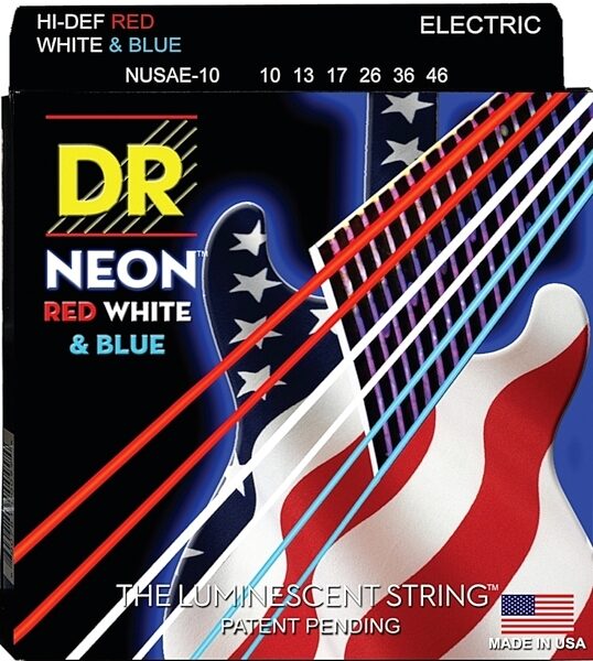 DR Strings USA Flag Neon Electric Guitar Strings, NUSAE10