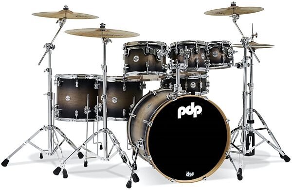 Pacific Drums Concept Maple Drum Shell Kit, 7-Piece, Satin Charcoal Burst, Main