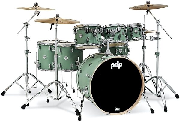 Pacific Drums Concept Maple Drum Shell Kit, 7-Piece, Satin Seafoam Green, Main