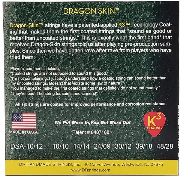 DR Strings Dragon Skin Clear Coated Acoustic Guitar Strings, 12-String, Extra Light, 10-48, view