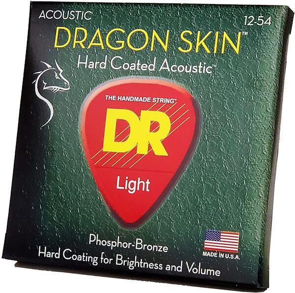 DR Strings Dragon Skin Clear Coated Phosphor Bronze Acoustic Guitar Strings, 12-54, DSA-12, view