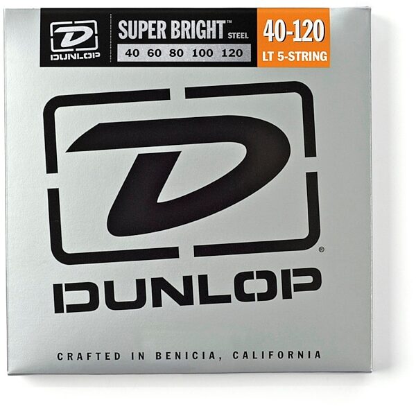 Dunlop Super Bright Steel 5-String Electric Bass Strings, 40-120, Light, 40-120