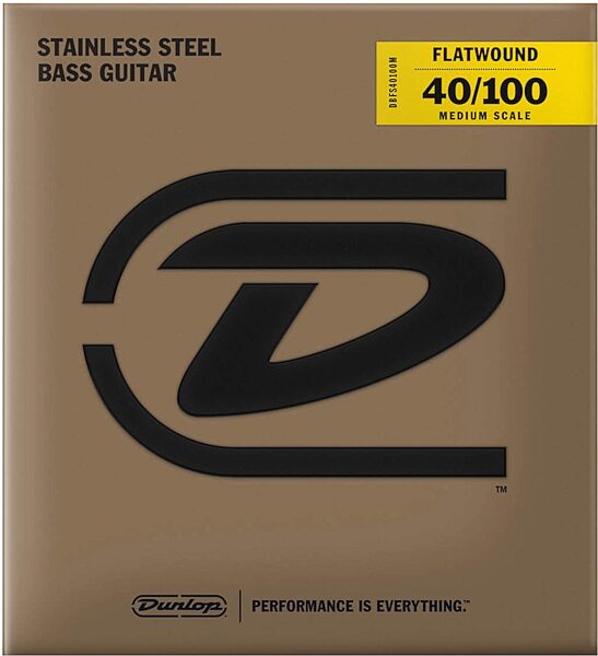 Dunlop Flatwound Stainless Steel Electric Bass Strings (Medium Scale), 40-100, Action Position Back