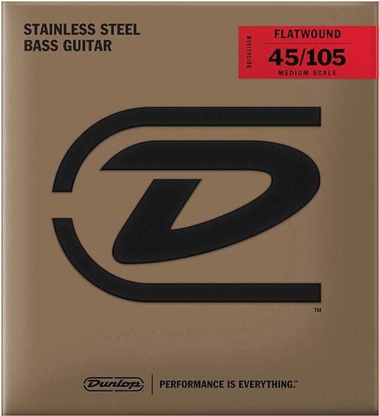 Dunlop Flatwound Stainless Steel Electric Bass Strings (Medium Scale), Action Position Back
