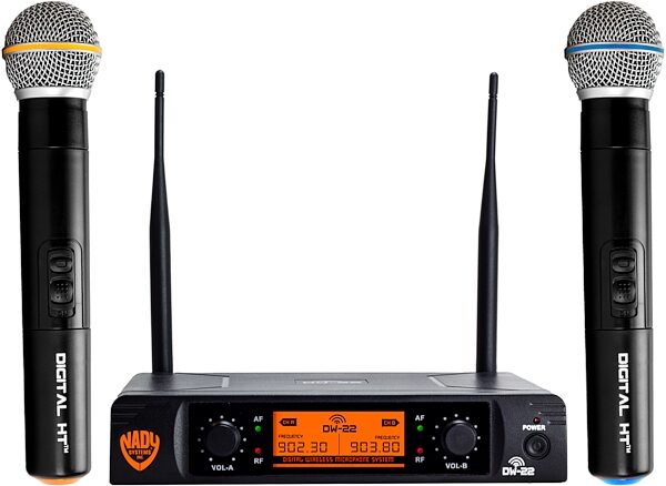 Nady DW-22 Dual Transmitter Digital Wireless Vocal Microphone System, Action Position Front