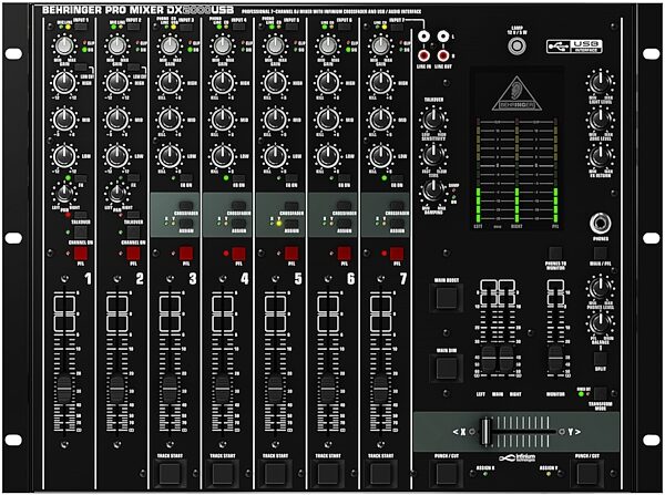 Behringer DX2000USB Pro 7-Channel DJ Mixer with USB, Top
