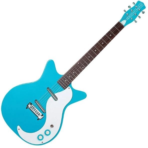 Danelectro '59 MOD NOS Electric Guitar, Baby Come Back Blue, Action Position Front