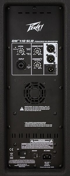 Peavey DM-118 Dark Matter Powered PA Speaker Subwoofer (800 Watts, 1x18"), Back Plate