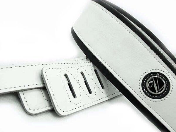 Vorson Standard Leather Guitar Strap, White, White Closeup