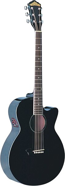 Washburn EA16 Festival Thin Body Cutaway Acoustic-Electric Guitar, Black Pearl