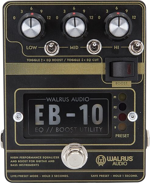 Walrus Audio EB-10 Preamp EQ and Boost Pedal, Action Position Back