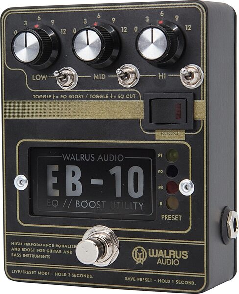 Walrus Audio EB-10 Preamp EQ and Boost Pedal, Black, Action Position Back
