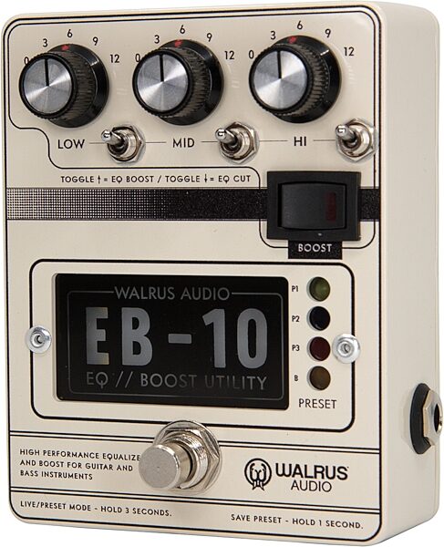 Walrus Audio EB-10 Preamp EQ and Boost Pedal, Action Position Back