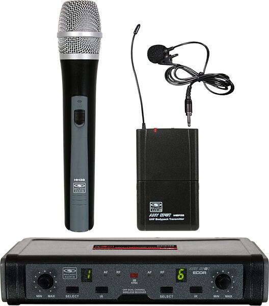 Galaxy Audio ECDR/HHBPV UHF Handheld and Lapel Dual Wireless Microphone System, Main