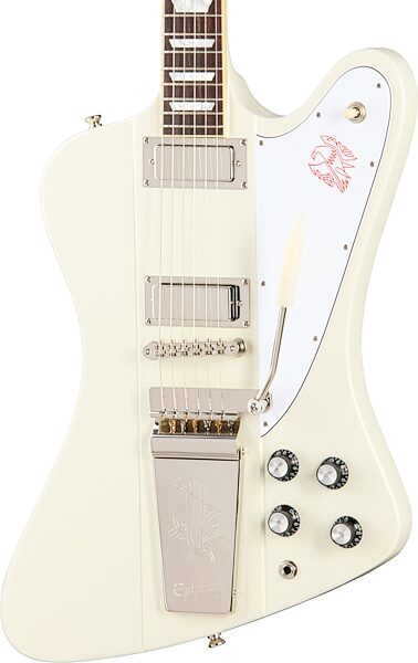 Epiphone Inspired by Gibson Custom 1963 Firebird V Electric Guitar (with Case), Polaris White, Action Position Back