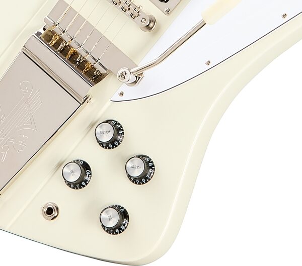 Epiphone Inspired by Gibson Custom 1963 Firebird V Electric Guitar (with Case), Polaris White, Action Position Back
