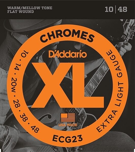 D'Addario ECG23 XL Chromes Flatwound Electric Guitar Strings, New, Main