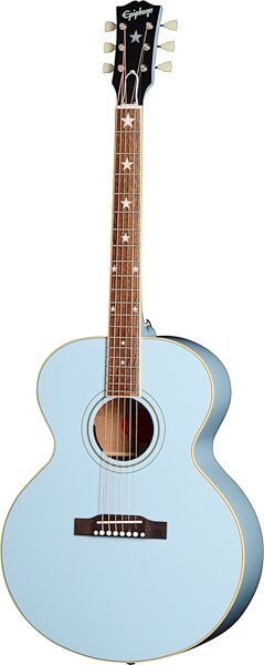 Epiphone J-180 LS Acoustic-Electric Guitar (with Case), Frost Blue, Scratch and Dent, Action Position Back