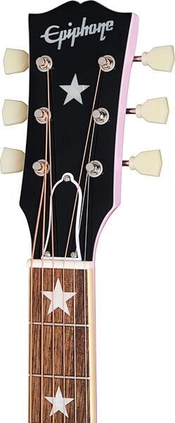 Epiphone J-180 LS Acoustic-Electric Guitar (with Case), Jumbo Pink, Action Position Back