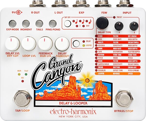 Electro-Harmonix Grand Canyon Delay and Looper Pedal, New, Action Position Back