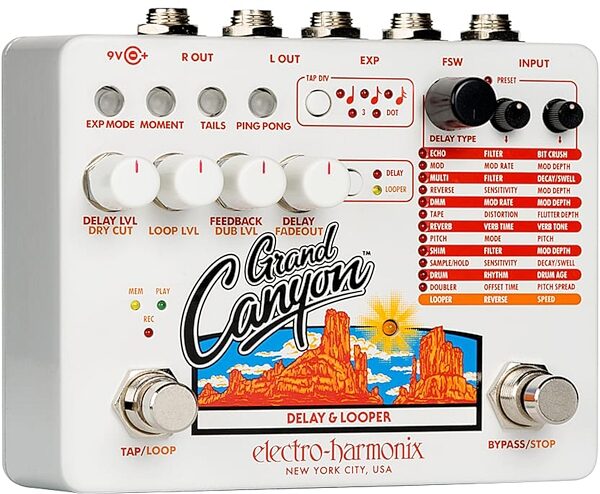 Electro-Harmonix Grand Canyon Delay and Looper Pedal, Action Position Back