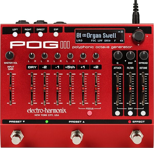 Electro-Harmonix POG3 Polyphonic Octave Generator Pedal, New, Action Position Back