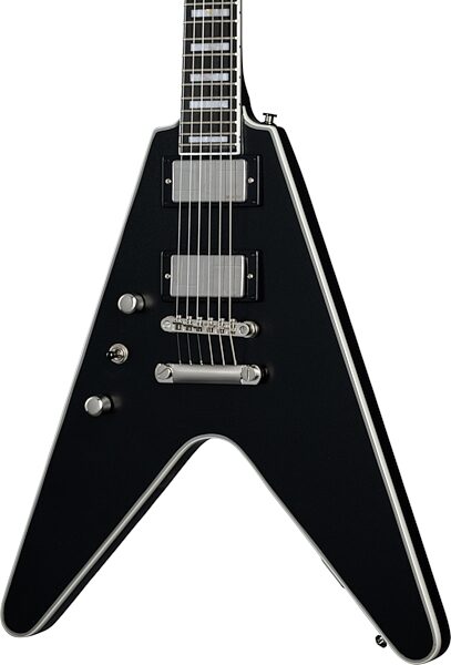 Epiphone Flying V Prophecy Electric Guitar, Left-Handed (with Gig Bag), Aged Jet Black Metallic, Action Position Back