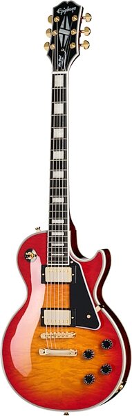 Epiphone Exclusive Les Paul Custom AAA Quilt Top Electric Guitar (with Gig Bag), Heritage Cherry Sunburst, Action Position Back