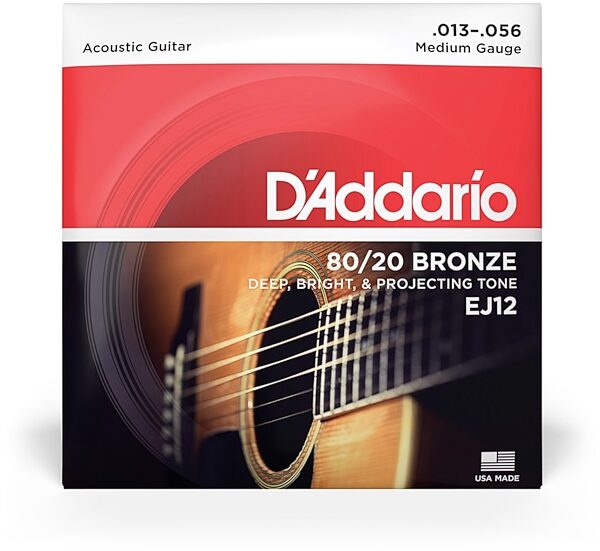 D'Addario 80/20 Bronze Acoustic Guitar Strings, Medium, 13-56, EJ12, view
