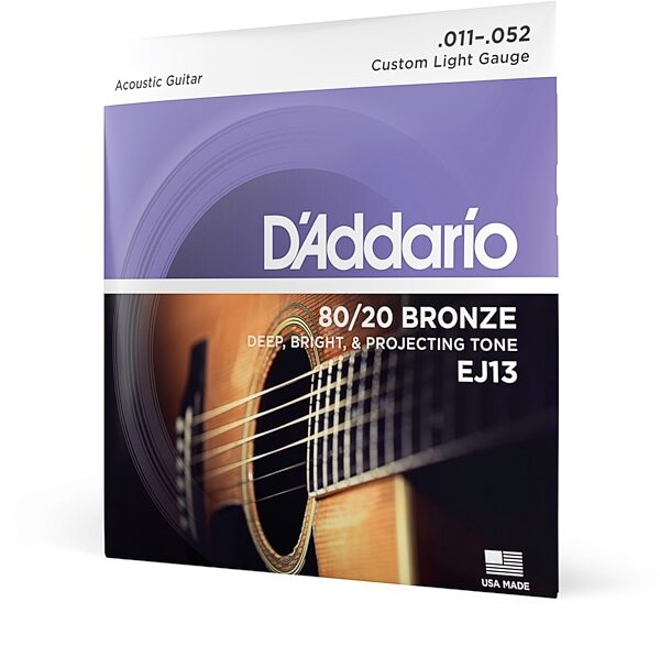 D'Addario 80/20 Bronze Acoustic Guitar Strings, Custom Light, 11-52, EJ13, main
