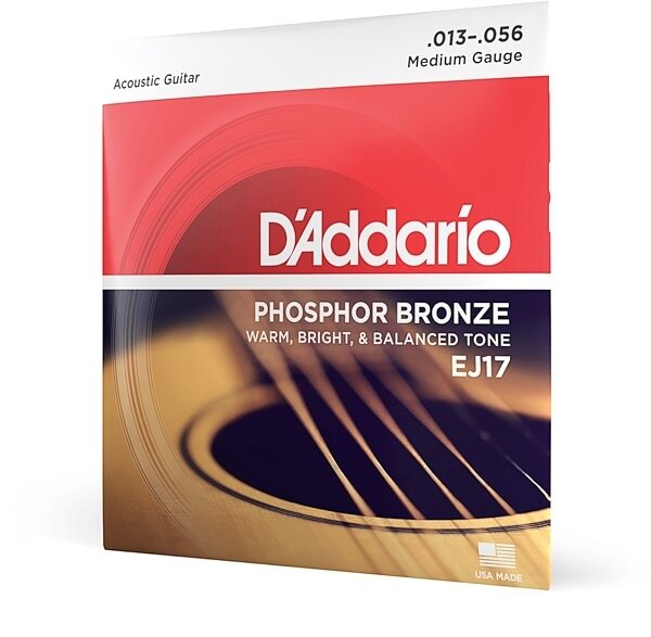D'Addario EJ17 Phosphor Bronze Acoustic Guitar Strings (Medium, 13-56), Single Set, main
