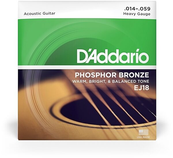 D'Addario EJ18 Phosphor Bronze Acoustic Guitar Strings (Heavy), New, view